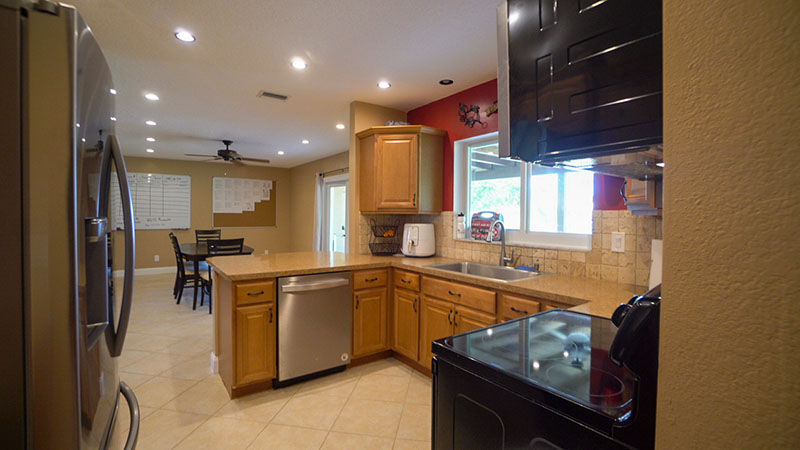 Modern kitchen with stainless steel appliances